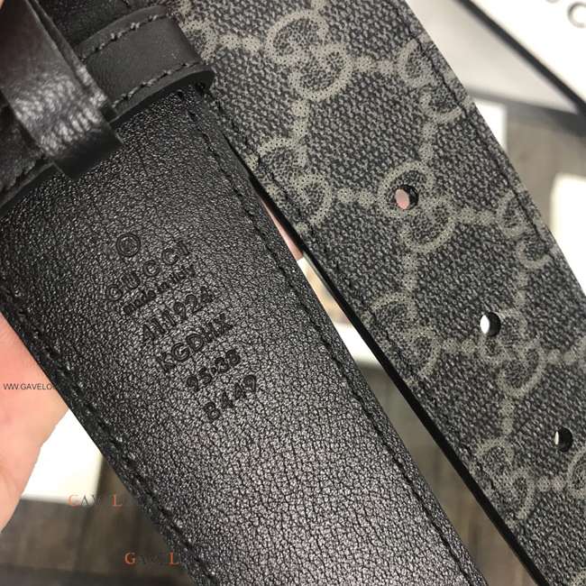 Gucci Belt Classic PVC Black Monogram Retro Gold GG Buckle